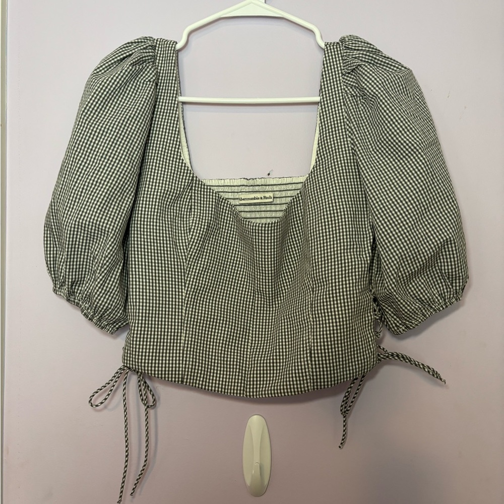 Abercrombie Gray Plaid Cropped Corset Top Size M